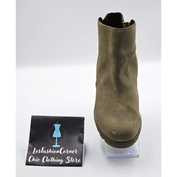 Sorel Women's Olive Green Suede Leather Joan of Arctic Chelsea Boots Size 8 2514 - Picture 15 of 16